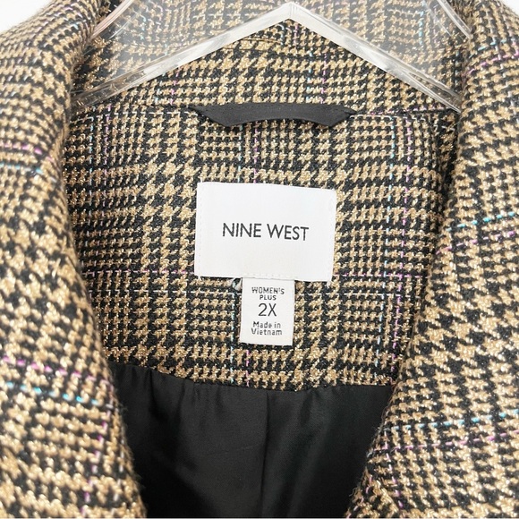 Nine West Womens Blazer Brown and Tan with Metallic Accents Size 2X - Picture 6 of 10